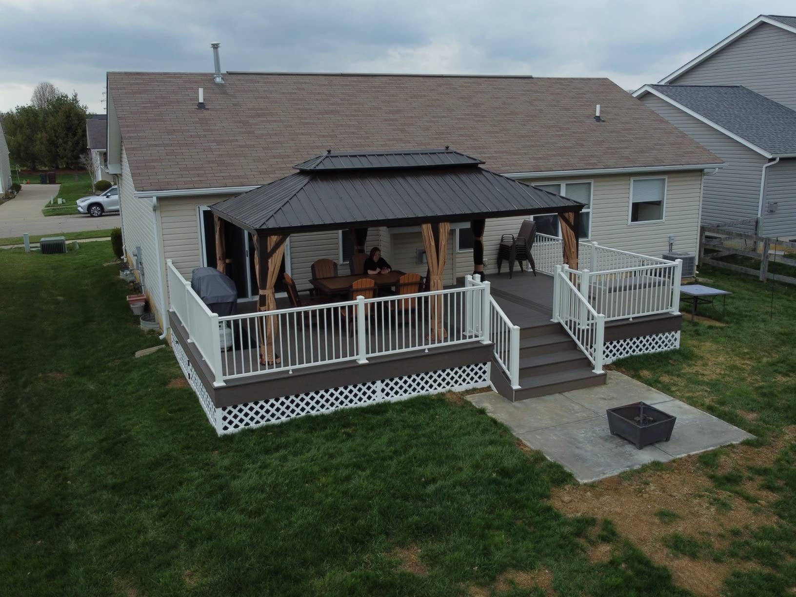 Purple Leaf 10' x 12' Hardtop Gazebo Outdoor Metal Roof Sun Shade Tent with Curtains and Netting Patio Canopy Permanent Pavilion customer photo 1