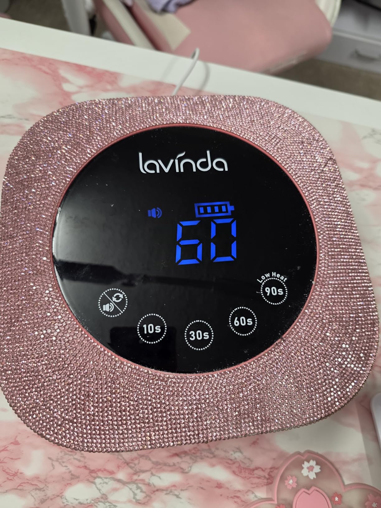 UV Nail Lamp 54W, Cordless Gel UV Led Nail Lamp for Gel Nail Polish, Rechargeable UV Nail Light Nail Dryer with 4 Timer and LCD Display, Professional Fast Curing Lamp Nail Art Tools with Rhinestone customer photo 1