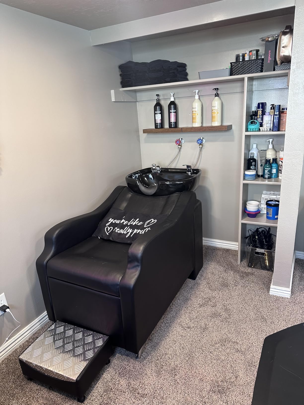 OmySalon Shampoo Backwash Unit with Large Porcelain Bowl, Salon Sink Hair Wash Chair Shampoo Station, Barbershop Beauty Spa Massage Hairdressing Equipment customer photo 1