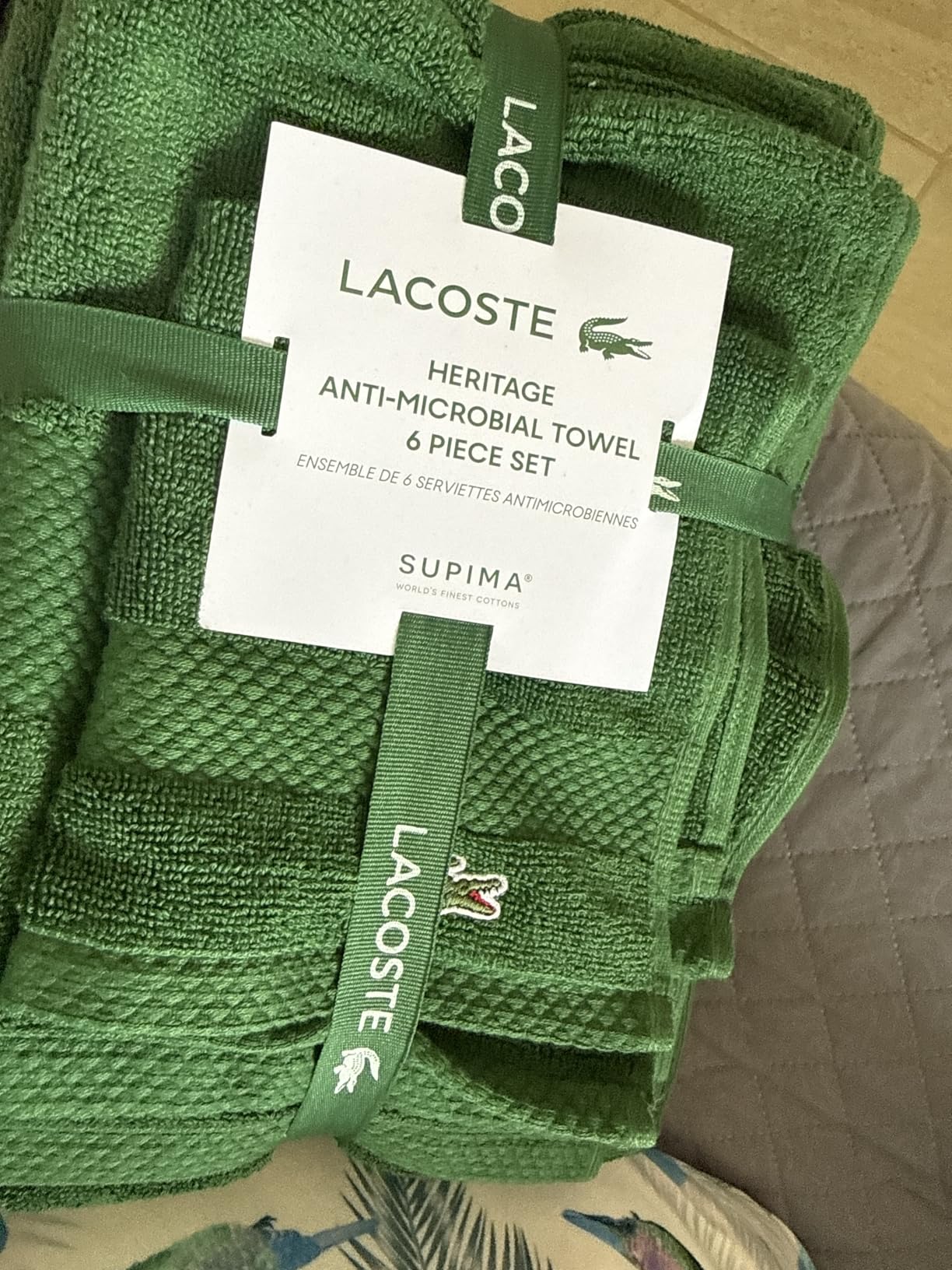 Lacoste Heritage Anti-Microbial Supima Cotton 6-Piece Towel Set, 2 Bath Towels, 2 Hand Towels, 2 Washcloths, Celestial Blue - Highly Absorbent & Quick Drying, Bathroom Essential customer photo 1