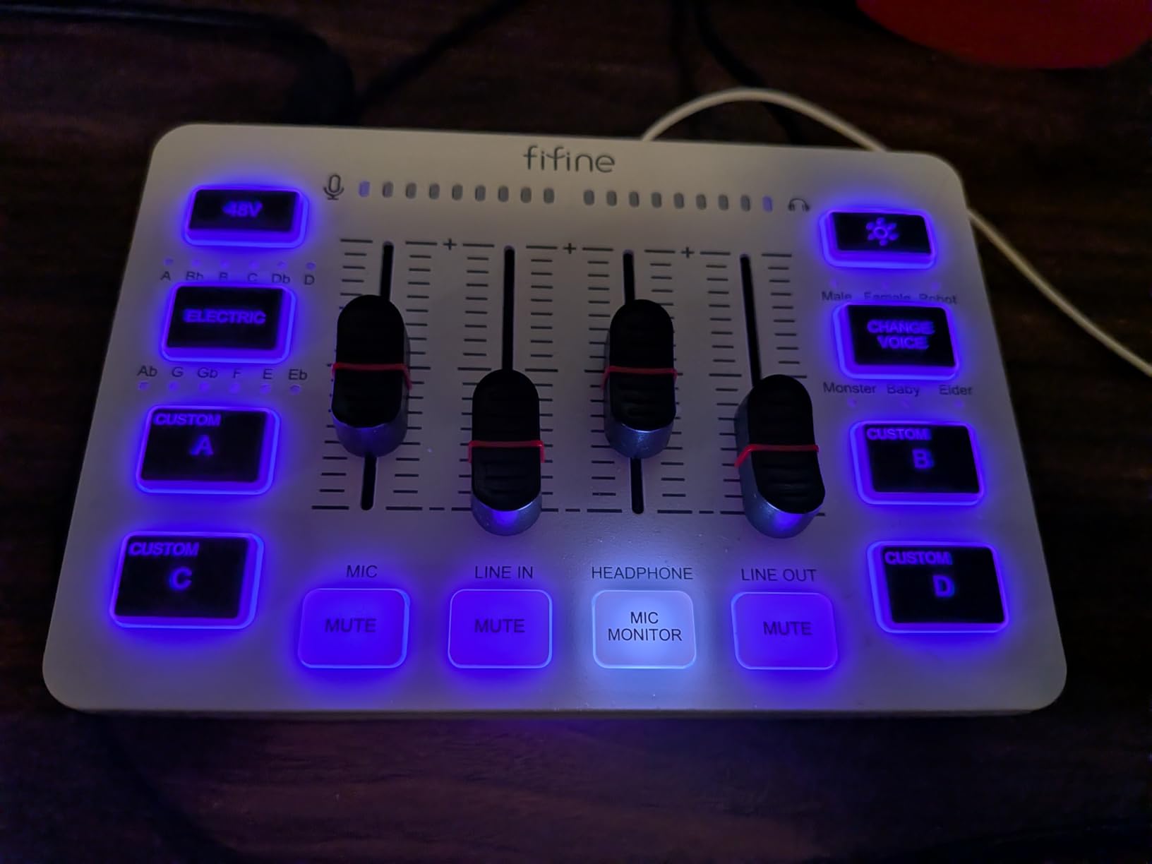 FIFINE Audio Mixer, Gaming Streaming PC Mixer with Slider Fader, XLR Microphone Interface, Monitoring, for Video/Game Voice/Podcast Recording-AmpliGame SC3W customer photo 1