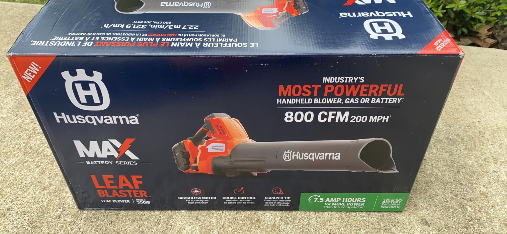 Husqvarna Leaf Blaster 350iB Battery Powered Cordless Leaf Blower, 200-MPH 800-CFM, Brushless Motor and Quiet Operation, 40V Lithium-Ion 7.5 Ah Battery and Charger Included customer photo 2