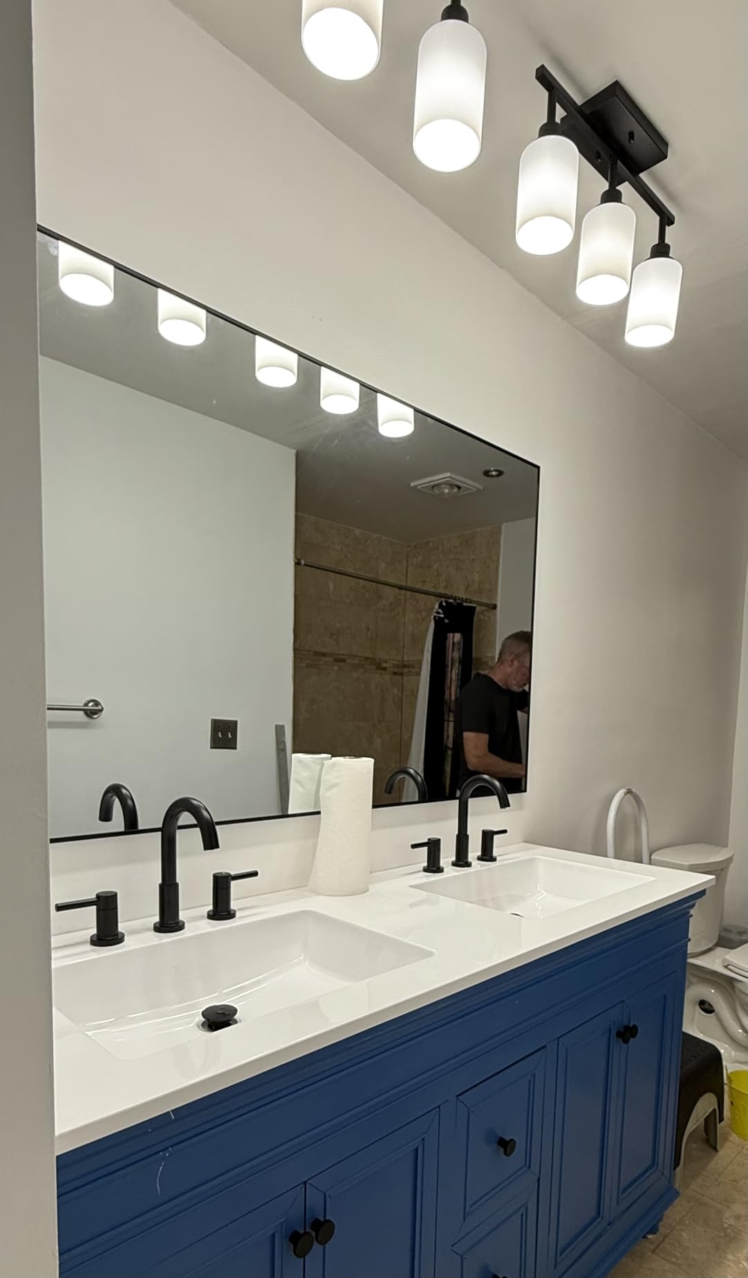 TODOLUZ 5-Lights Complete Track Lighting Kits in Brushed Nickel, Modern Spotlight Ceiling Lighting with Opal White Glass, E26 Bulb Base customer photo 2