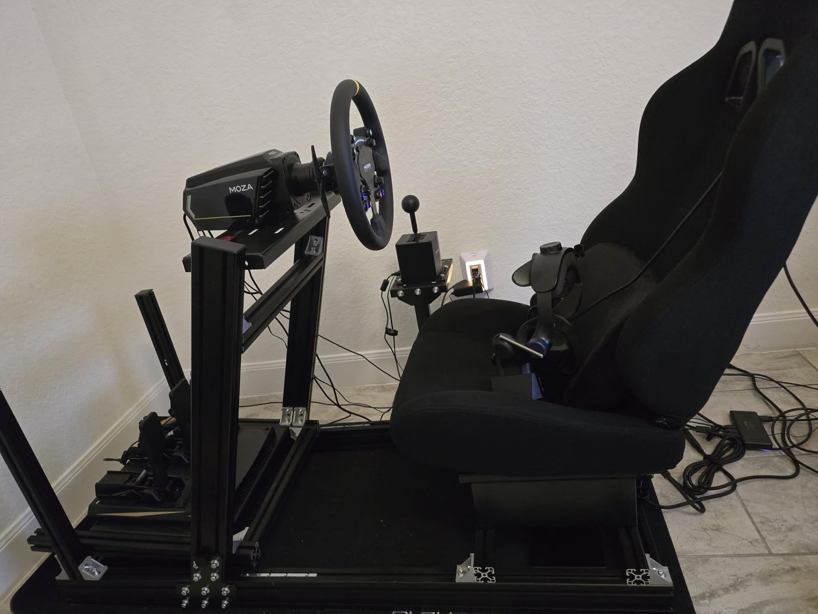 Marada Aluminum Profile Racing Simulator Cockpit with Seat, Unlimited Adjustment, Fit for Thrustmaster, for Fanatec, for Logitech G29 GPro, Sim Frame 8040, Not Include Steering Wheel Pedals Handbrake customer photo 2