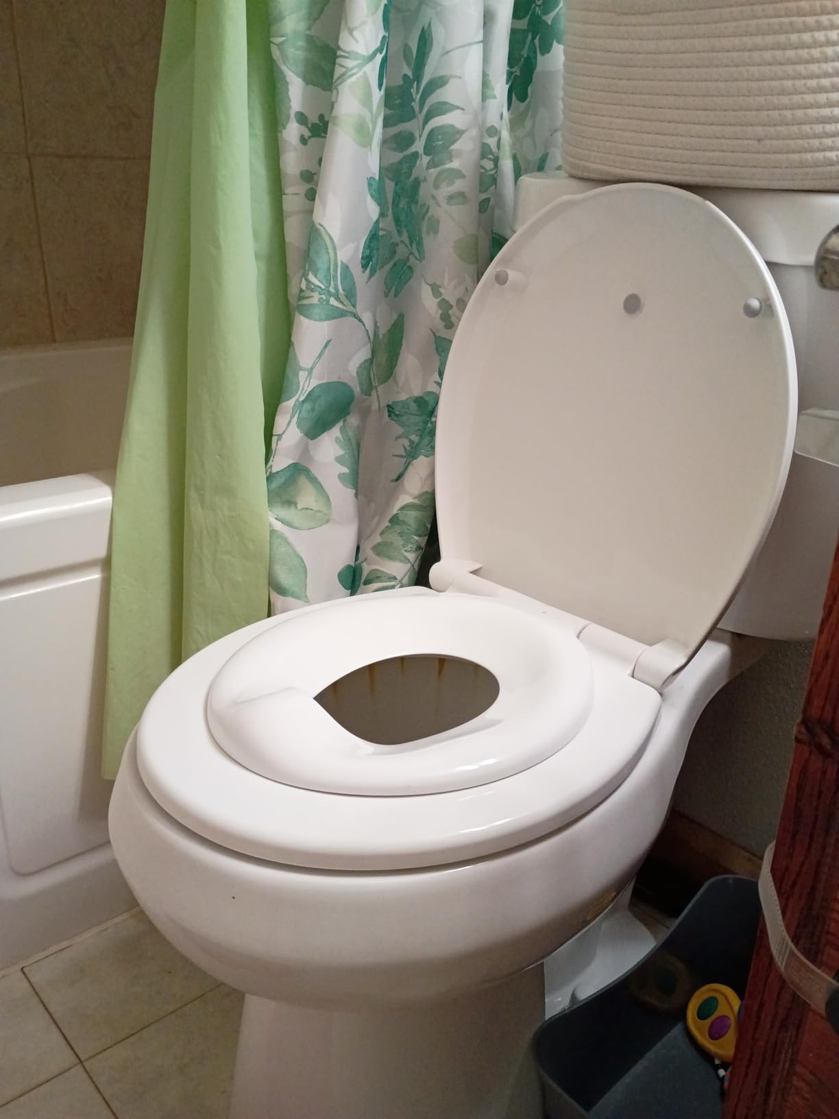 Jool Baby Quick Flip Toilet Seat with Built-in Potty & Splash Guard for Toddler Training, Slow Close (Elongated) customer photo 1