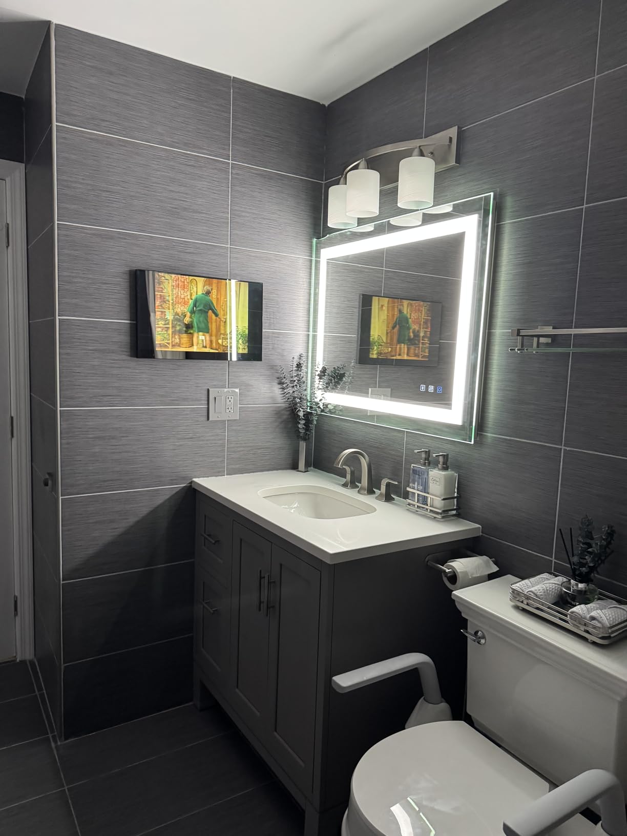Soulaca 24 (23.8) inches Waterproof Bathroom Smart Mirror TV webOS with Built-in Voice Control WiFi Bluetooth ATSC DTV Tuner Kitchen SPA Resort Hotel customer photo 1