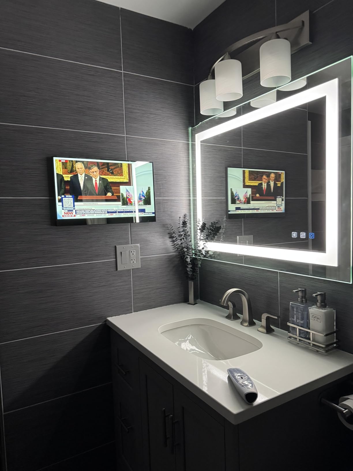 Soulaca 24 (23.8) inches Waterproof Bathroom Smart Mirror TV webOS with Built-in Voice Control WiFi Bluetooth ATSC DTV Tuner Kitchen SPA Resort Hotel customer photo 2