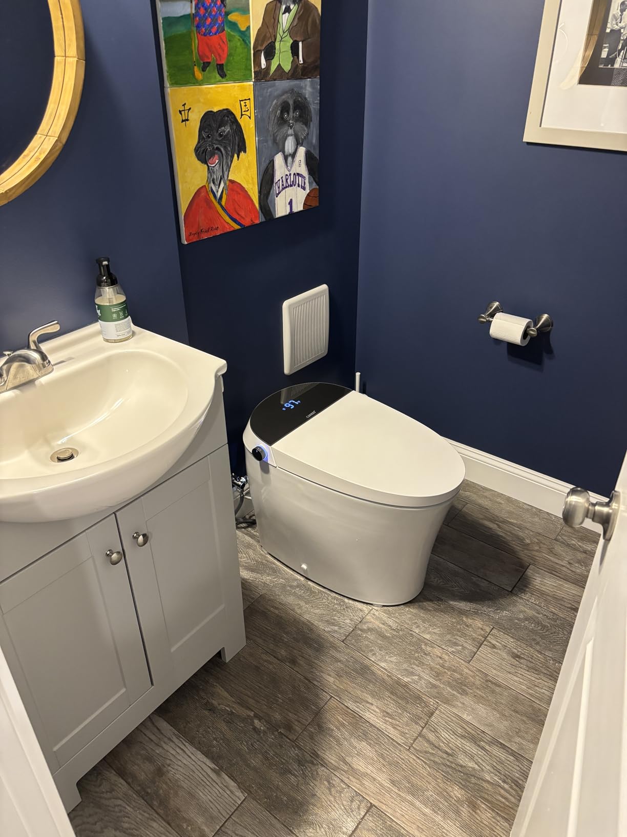 CANEST Smart Toilet, Smart Toilet with Bidet Built in, ADA Comfort Height, Intelligent Temp Control, Foot Sensor Operation, Warm Water, Heated Seat, Air Dryer, Digital Display (TC-100GE) customer photo 1