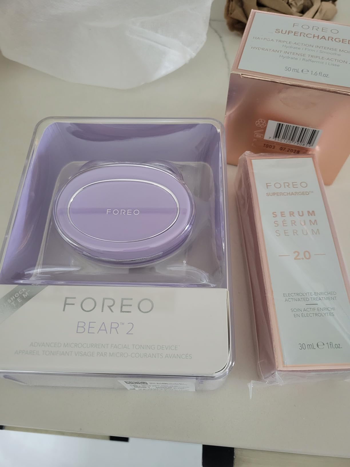 FOREO Total Facelift Bundle - BEAR 2 Advanced Microcurrent Facial Device + SUPERCHARGED SERUM 2.0 + SUPERCHARGED HA+PGA Triple Action Intense Moisturizer - Anti Aging - Skin Care Tools customer photo 1