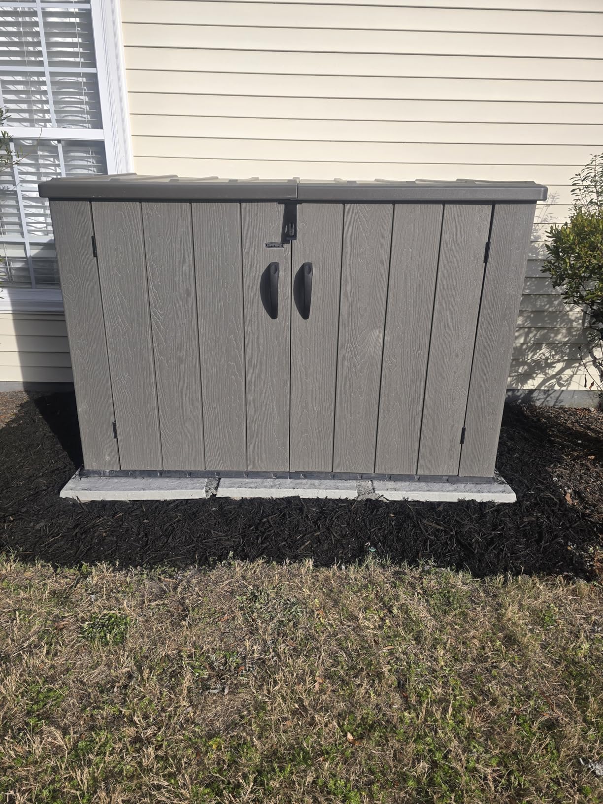 Flat Rock Rain Barrel and AC Unit Paver Patio Pad 24