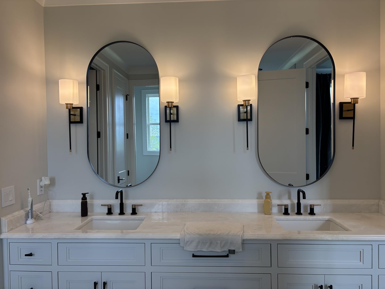 Brightify 60x30 Inch Black Oval Mirror for Bathroom, Oversized Large Full Length Mirror, Vanity Mirrors Metal Frame, Wall Mounted Mirror for Entry Wall Decorative Hang Vertical and Horizontal customer photo 1