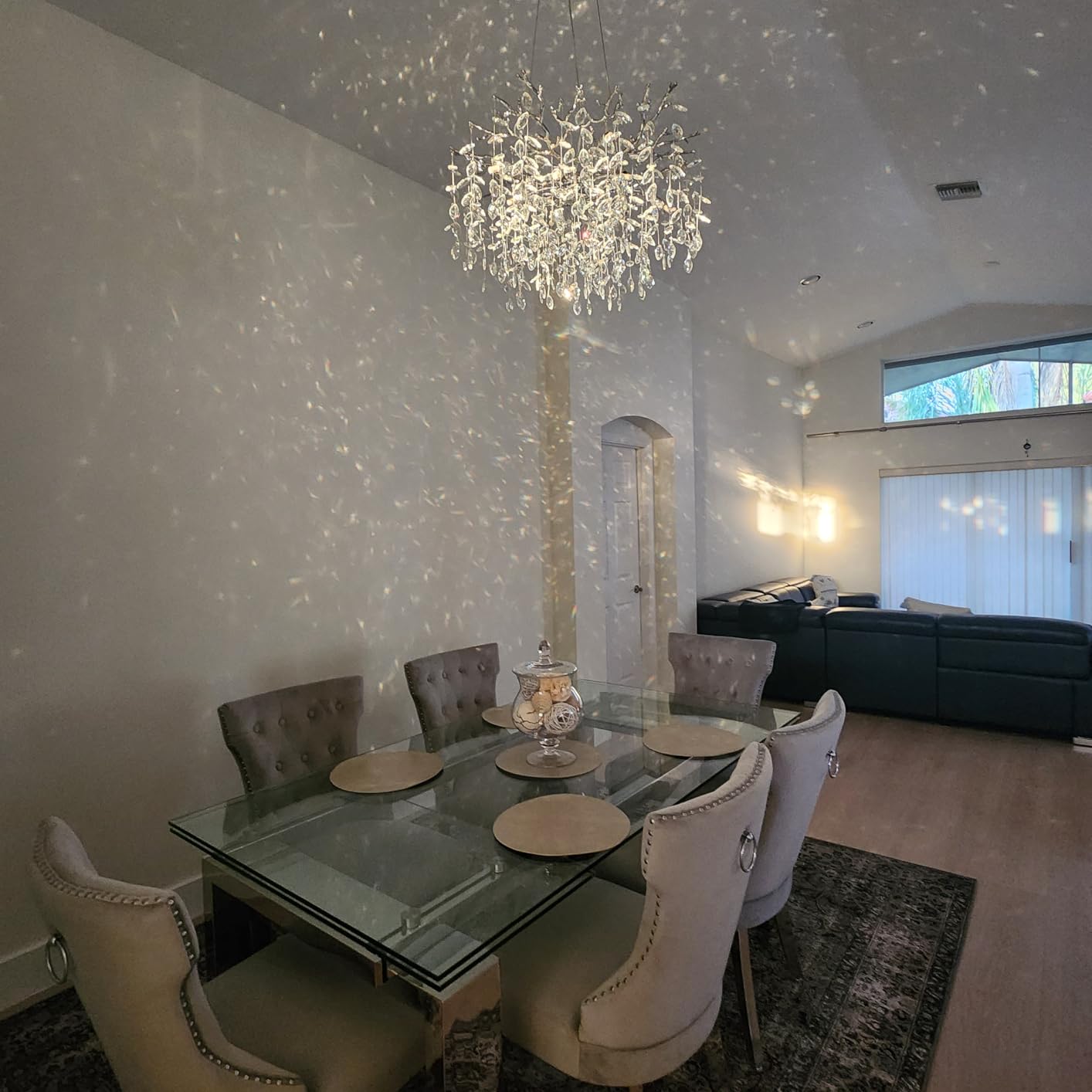 118'' Long Crystal Chandelier for High Ceiling, 28-Light Modern Gold Tree Branch Chandelier, Large Chandeliers for Foyer Entryway Staircase Living Room, 5-Tier Luxury K9 Crystal Raindrop Light Fixture customer photo 1