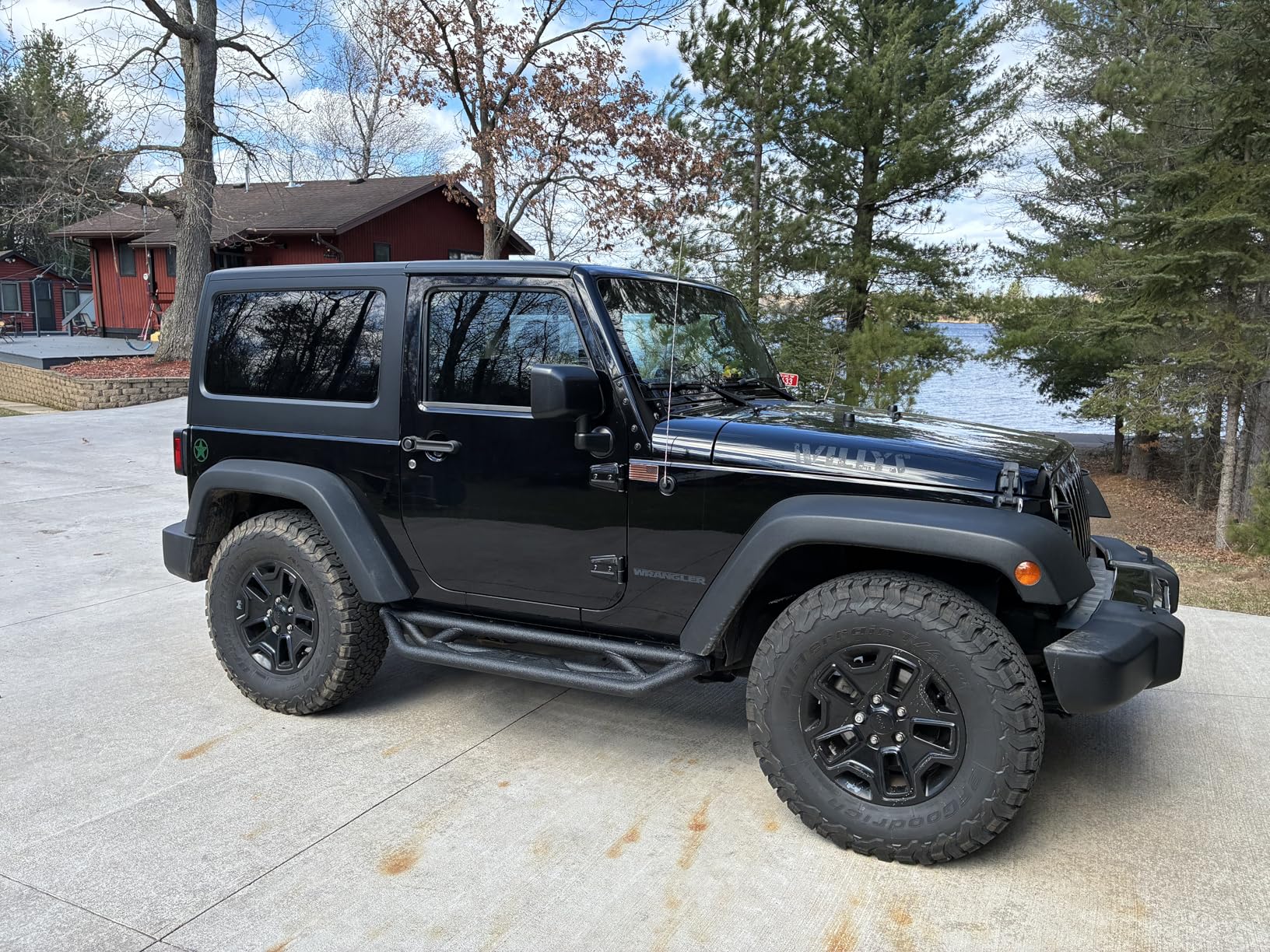 YZONA for Jeep JK Running Boards Drop Side Steps Compatible with 2007-2018 Jeep Wrangler JK 2 Doors, Heavy-Duty Steel Nerf Bars Step Plates Rock Sliders Rails (Off-Road, Black) customer photo 2