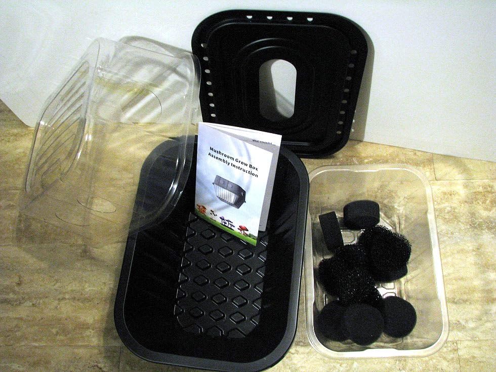Mushroom Growing Kit, Monotub Stackable Grow Box, Fruiting Chamber with FAE Filters, Indoor Use, 12.6 x 12.6 x 6.3 inches, Clear and Black customer photo 1