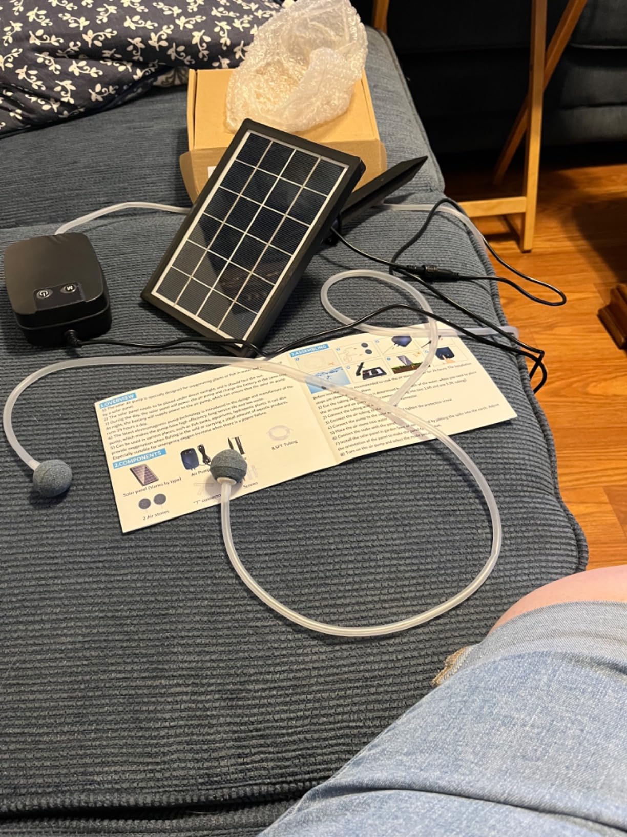NFESOLAR 4W Solar Aerator for Pond with Built-in 2200mAh Battery Backup, 3 Working Modes, 2 Air Stones, Solar Air Pump for fish Pond Stock Tank Hydroponics customer photo 1