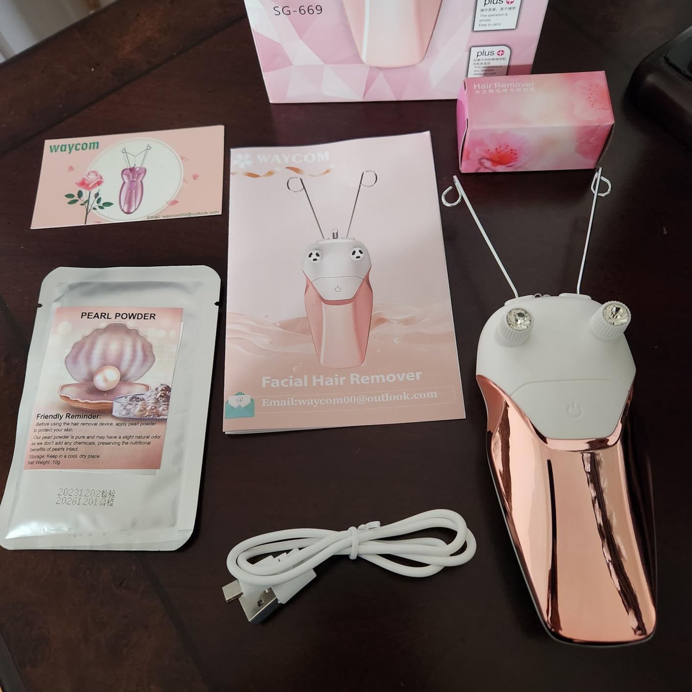 WAYCOM Facial Threading Hair Removal for Women, USB Rechargeable Electric Hair Removal Device - Threading Epilator Face Razors for Women, Chin, Lip, Arms, Legs, Cotton Thread & Pearl Powder Included customer photo 1