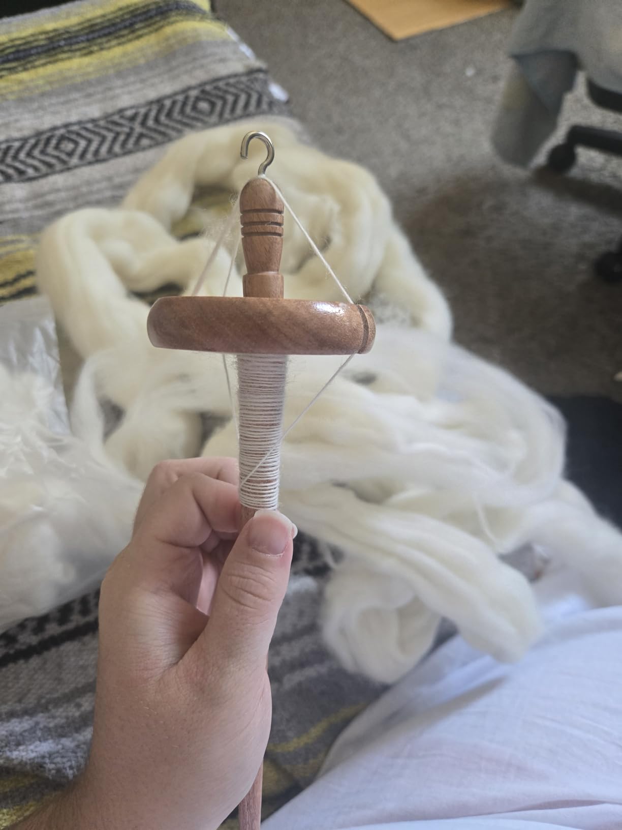 Savina Wooden Hardwood Drop Spindle Top Whorl Yarn Spinner Wheel for Beginners & Advanced customer photo 2
