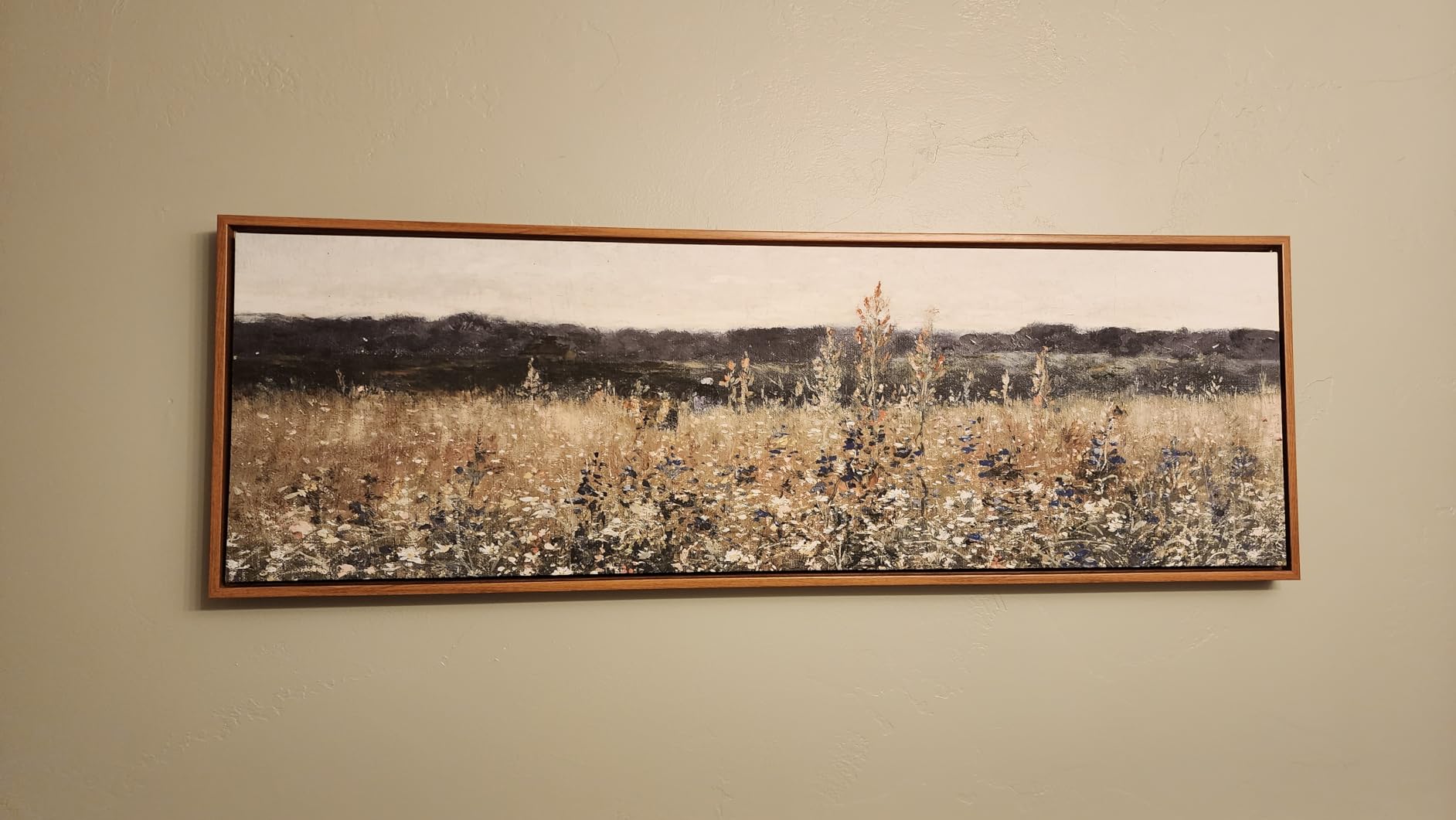 InSimSea Extra Large Framed Vintage Wall Art, Living Room Country Farmhouse Decor, Grassland Landscape Paintings, Canvas Prints, Retro Scenery Long Picture for Bedroom Above of Bed, 20x40inch customer photo 2