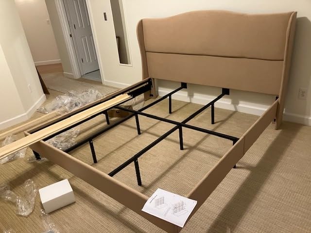 koorlian King Size Bed Frame Upholstered Platform Bed with 51