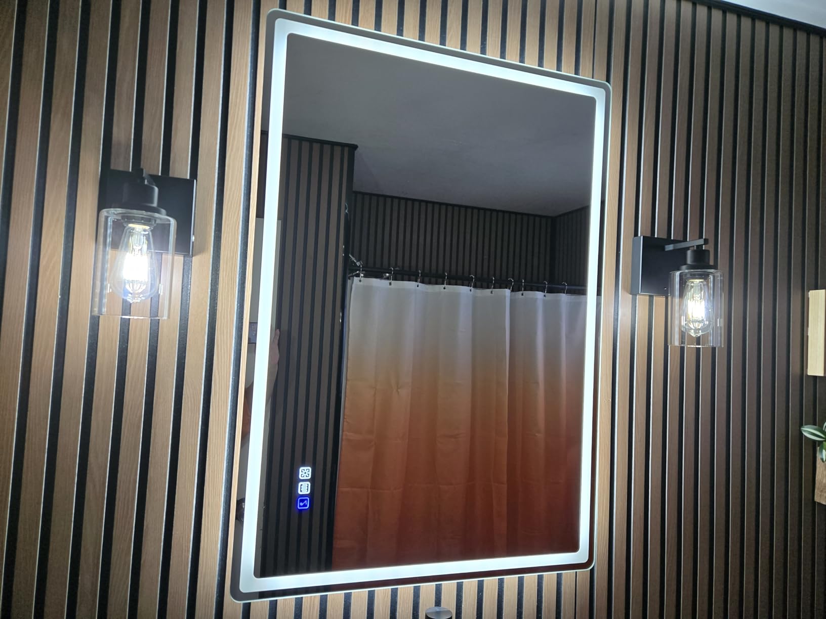 STARLEAD 40x28 Bluetooth LED Bathroom Mirror with Dimmable Lighting, 3 Color Temperature, Anti-Fog, Touch Control, Wall Mounted Vanity Mirror for Daily Routines customer photo 1