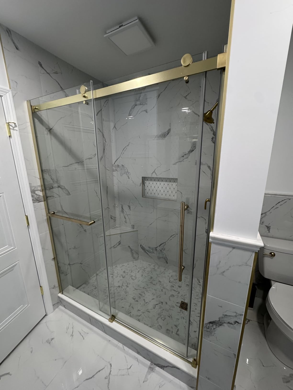 Frameless Sliding Shower Door 56-60 in W x 75 in H, Frameless Shower Door with 5/16