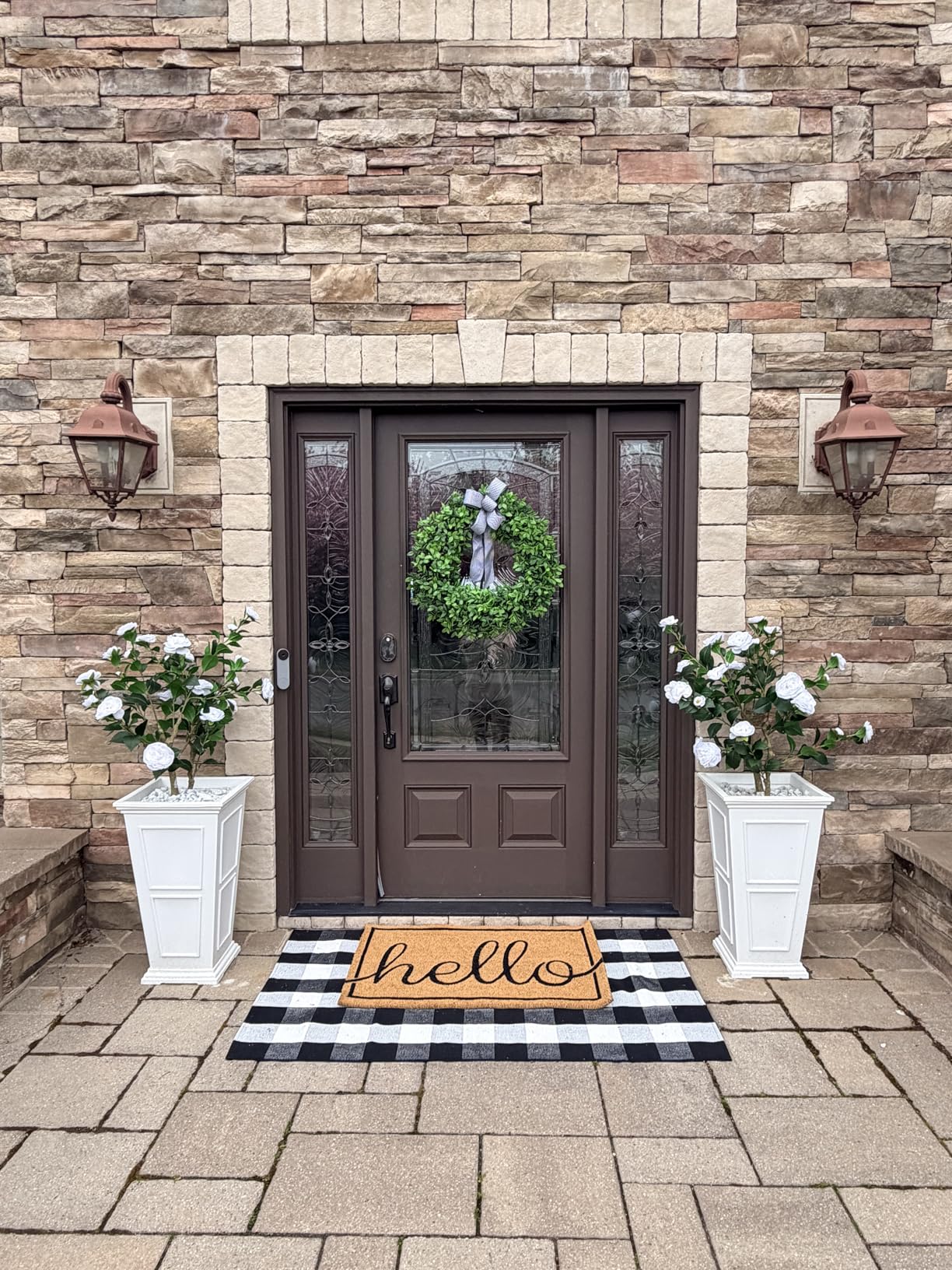 Barnyard Designs Natural Coco Coir Heavy Duty Backing Doormat - Large Cute Non-Slip Front Door Welcome Mat for Outside Entrance or Porch Entry, Brown (24x36, Border) customer photo 2