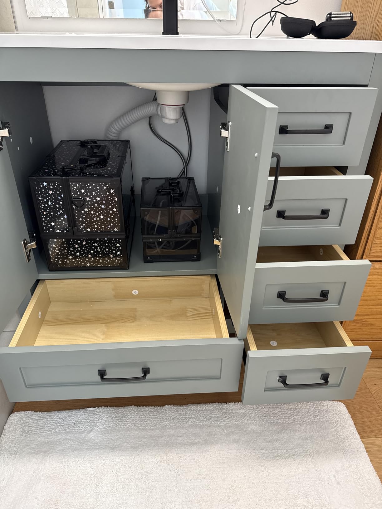 eclife 60 Bathroom Vanities with Sink Combo, Modern Thickened Wood Bathroom Storage Cabinet w/Undermount White Double Sink, Matte Black Faucet Drain, White customer photo 1