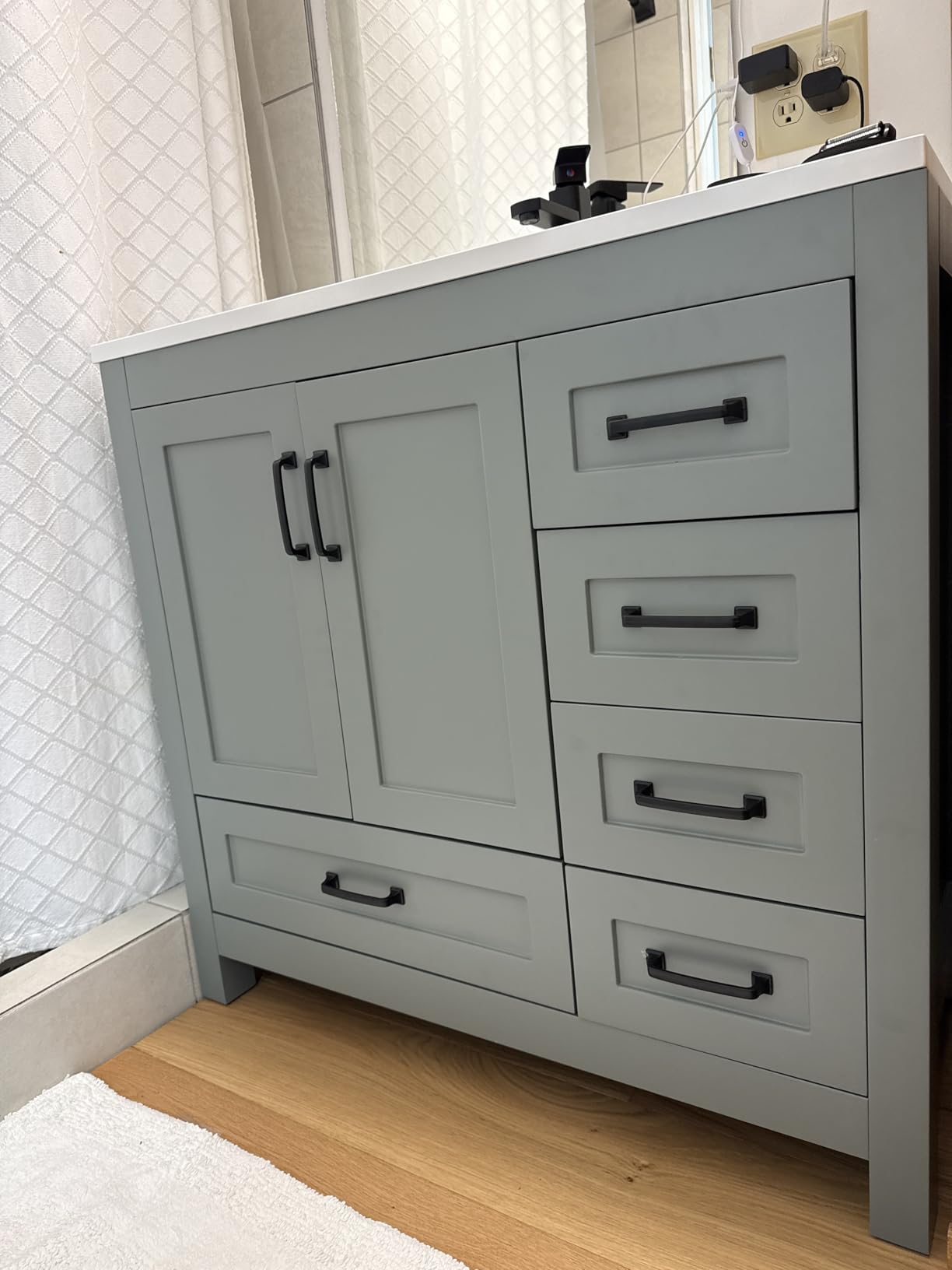 eclife 60 Bathroom Vanities with Sink Combo, Modern Thickened Wood Bathroom Storage Cabinet w/Undermount White Double Sink, Matte Black Faucet Drain, White customer photo 2