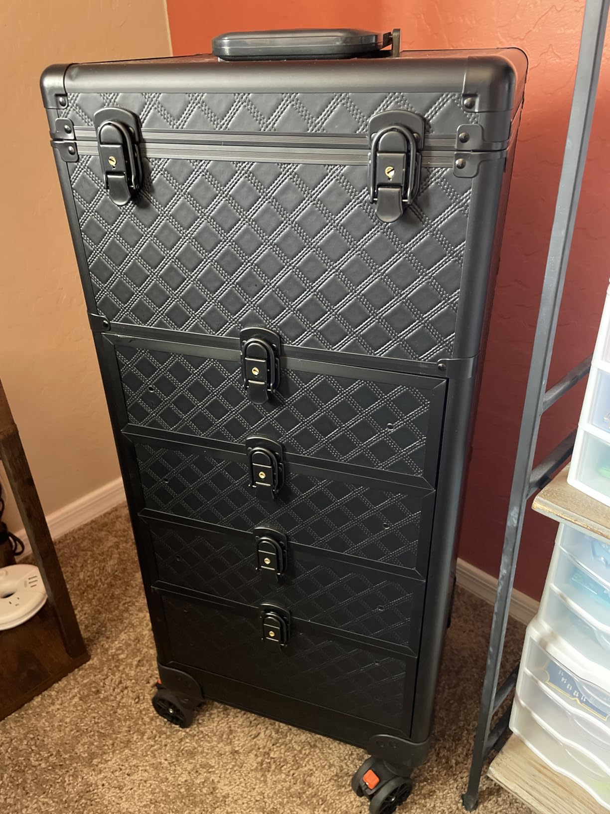 Yueieoun Salon Cart with 3 Drawers, Nail Trolley Cart with Wheels Salon Station Rolling Makeup Train Case Cosmetology Case Organizer Cases for Nail Tech,SPA,Face Painting,Hairstylist,Makeup Artist customer photo 2