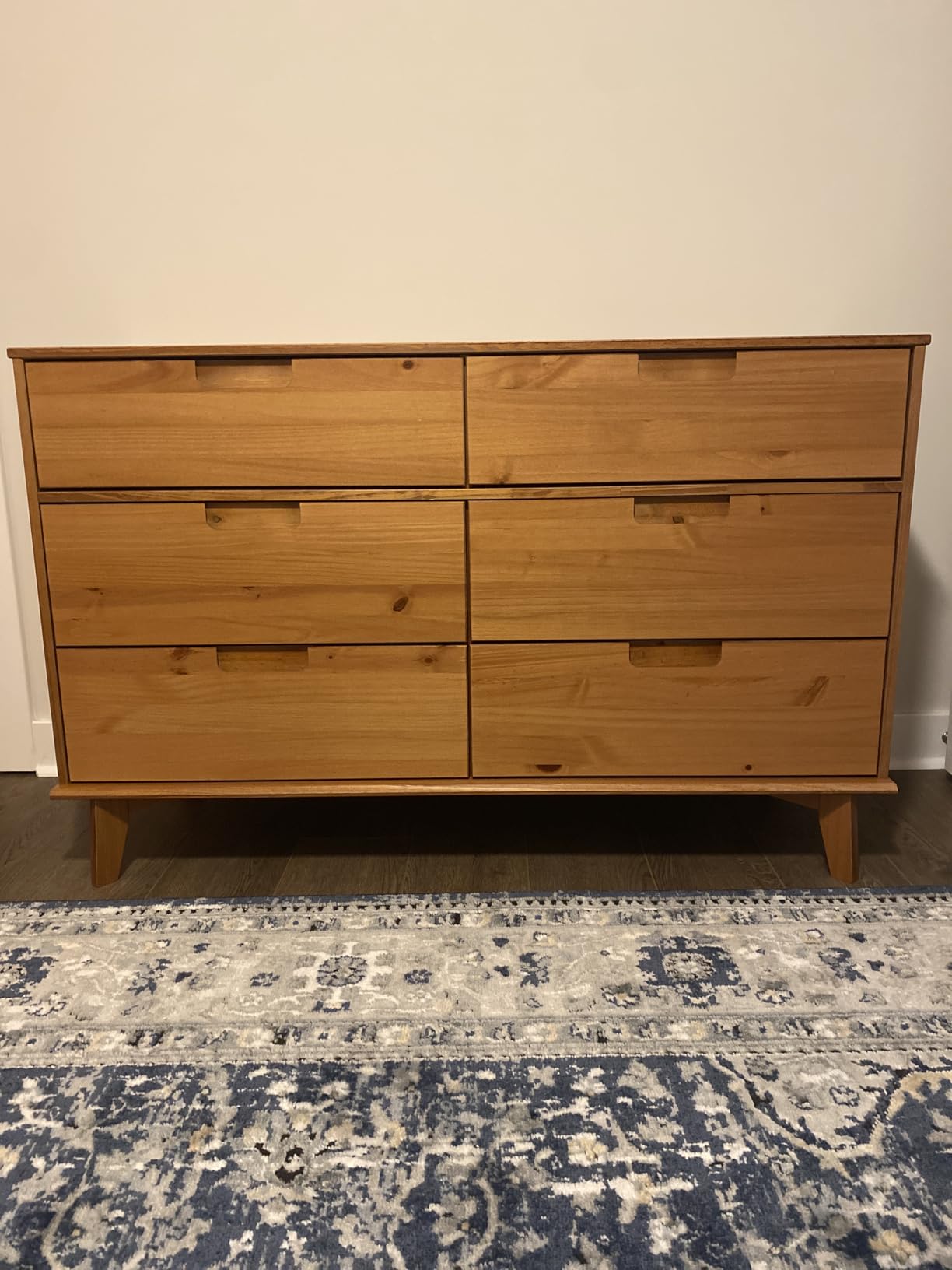 Walker Edison Sloane 6-Drawer Solid Wood Dresser with Metal Handles, 52 Inch, Caramel customer photo 2
