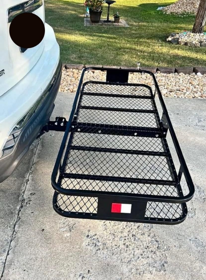 FORWODE 60x20x6 Hitch Cargo Carrier for 2 Inch Receiver, 500LB Capacity Hitch Mount Cargo Rack Carrier, Folding Hitch Cargo Basket with Antirust Coat customer photo 1
