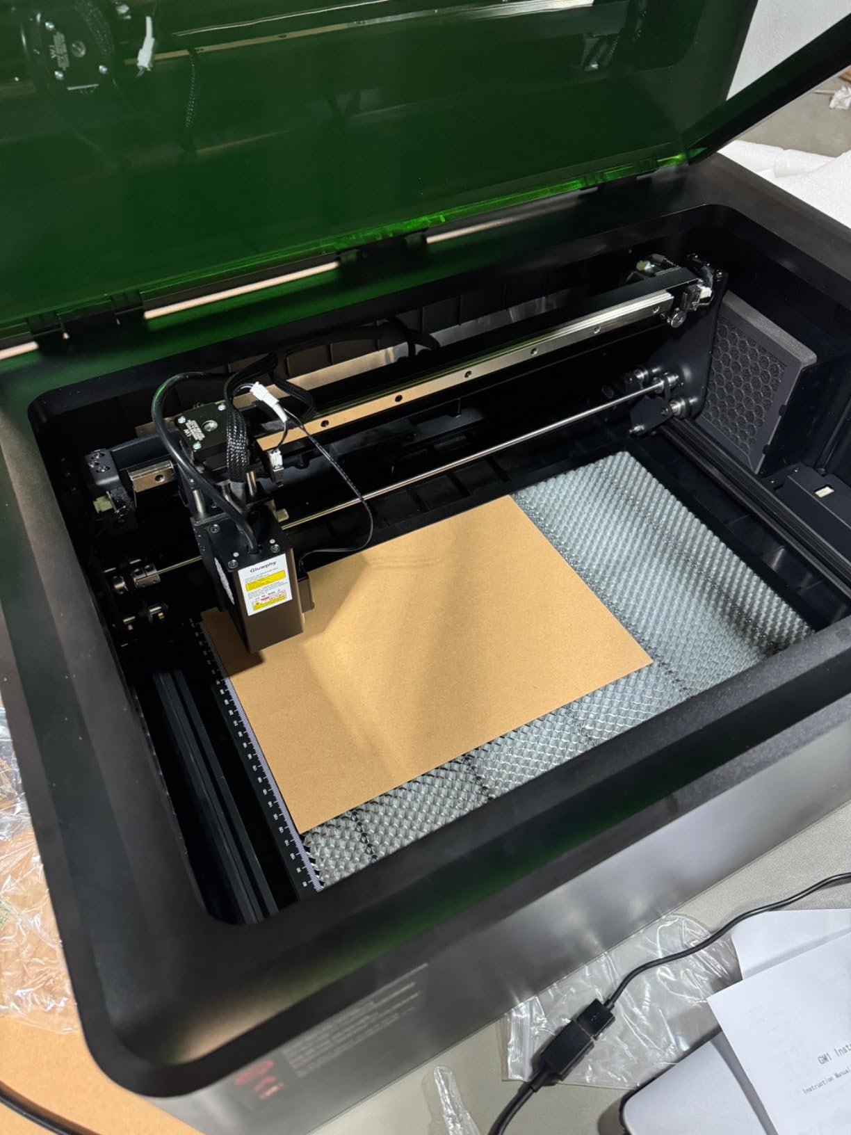Laser Engraver Machine 20000mW(20W) Enclosed Diode Laser Cutter for Beginner, Class 1 Safety Laser Engraving Machine for Wood, Metal, Acrylic, with Air Assist, Honeycomb, Air Filter, Black customer photo 1