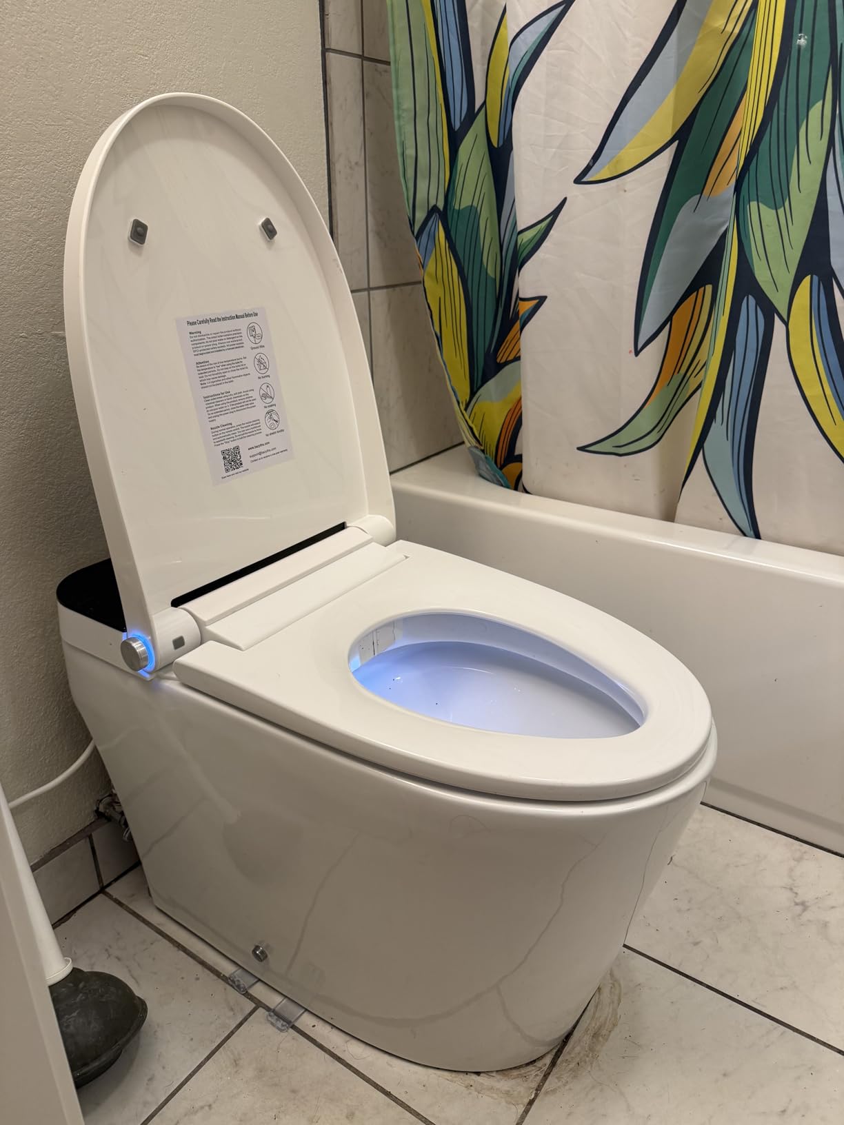 Luxury Smart Toilet with Built-in Tank & Bidet - Ultra-Quiet 4s Flush, Foam Shield for Splash-Free, Auto Open/Close Lid, Foot Sensor, Dual User Memory, 12