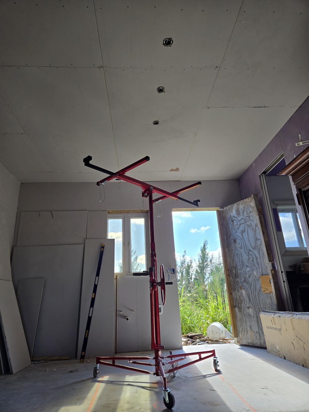 Rovibek Drywall Lift 11 FT, Sheetrock Lift Drywall Lift for Ceiling, Drywall Panel Hoist 360° Adjustable Foldable, 150 lbs Heavy Duty Drywall Lifter for Home Improvement (Black) customer photo 1