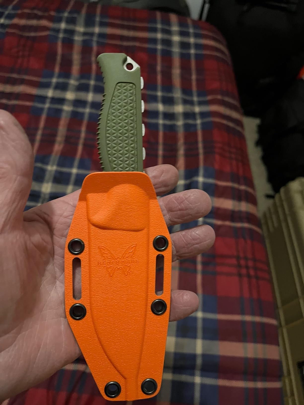 Benchmade Steep Country Knife with Dark Olive Santoprene Handles and a Drop-Point Blade (15006-01) customer photo 2