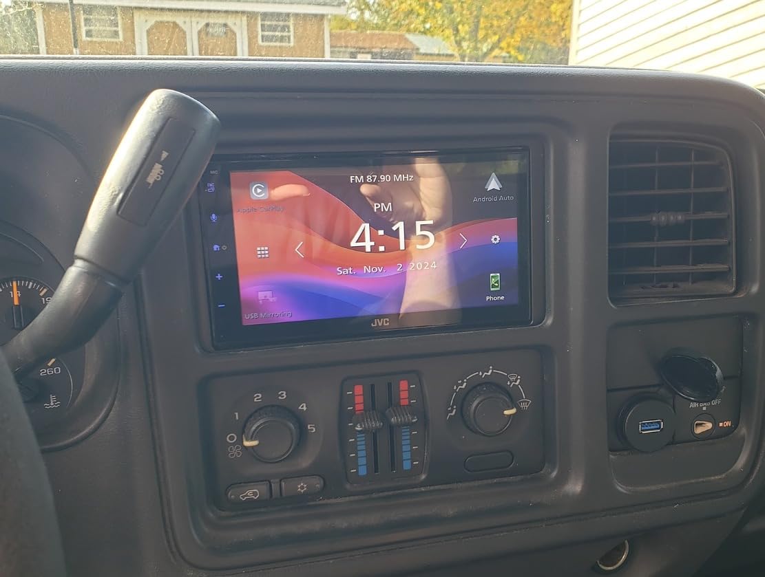 JVC KW-M590BT Single Din/Double Din Car Stereo (50W x 4-Ch), L-Shaped Chassis Fits Most Cars, Large 6.8