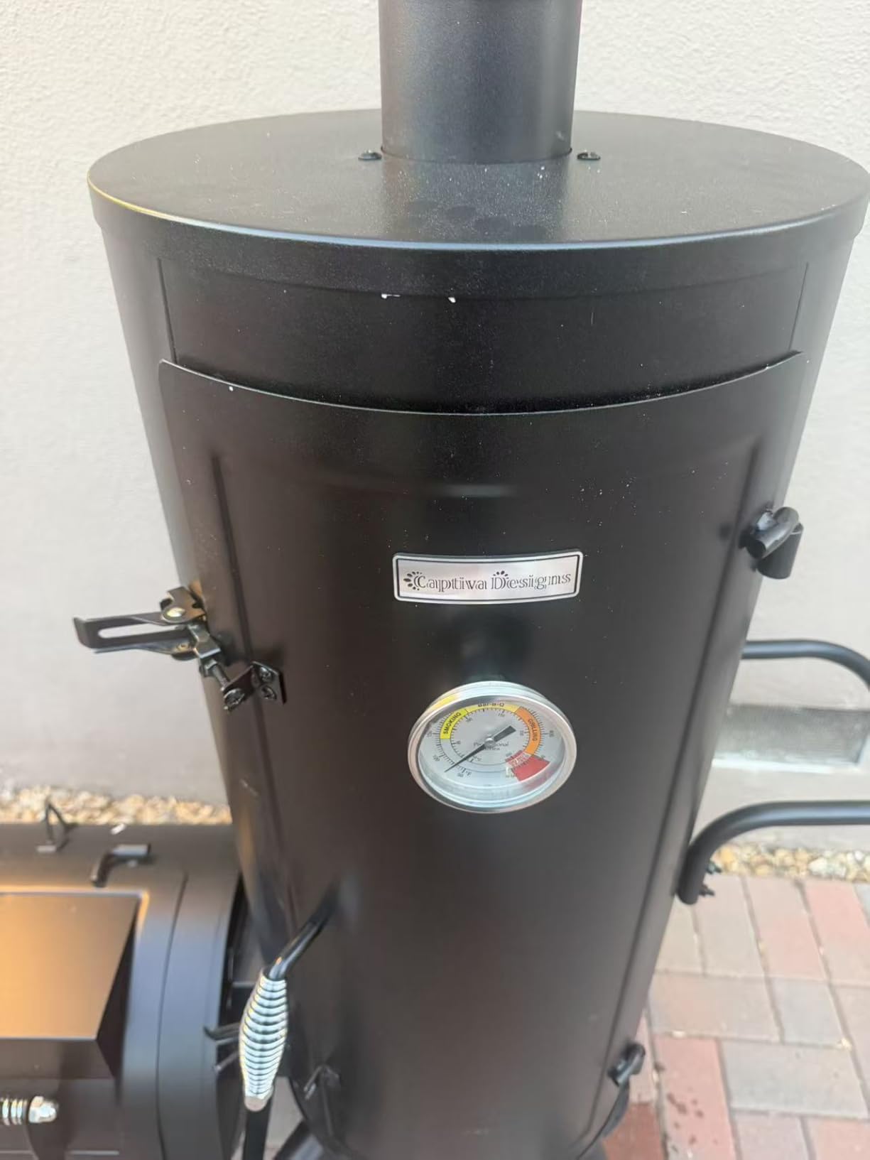 Captiva Designs Charcoal Vertical Smoker Grill and Offset Smoker Grill Combo, Extra Large Outdoor Barrel BBQ Meat Smoker with 5 Removable Smoking Grates & Built-in Hooks for Various Meat Foods customer photo 2