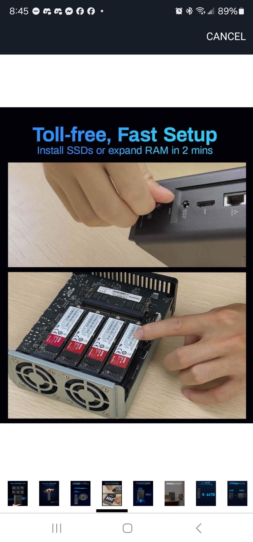 TERRAMASTER F8 SSD Plus NAS - 8Bay All SSD NAS Storage Core i3 8-Core 8-Thread CPU, 16GB DDR5 RAM, 10GbE Port, 8 Heat Sinks Included, Palm-Sized Network Attached Storage (Diskless) customer photo 2