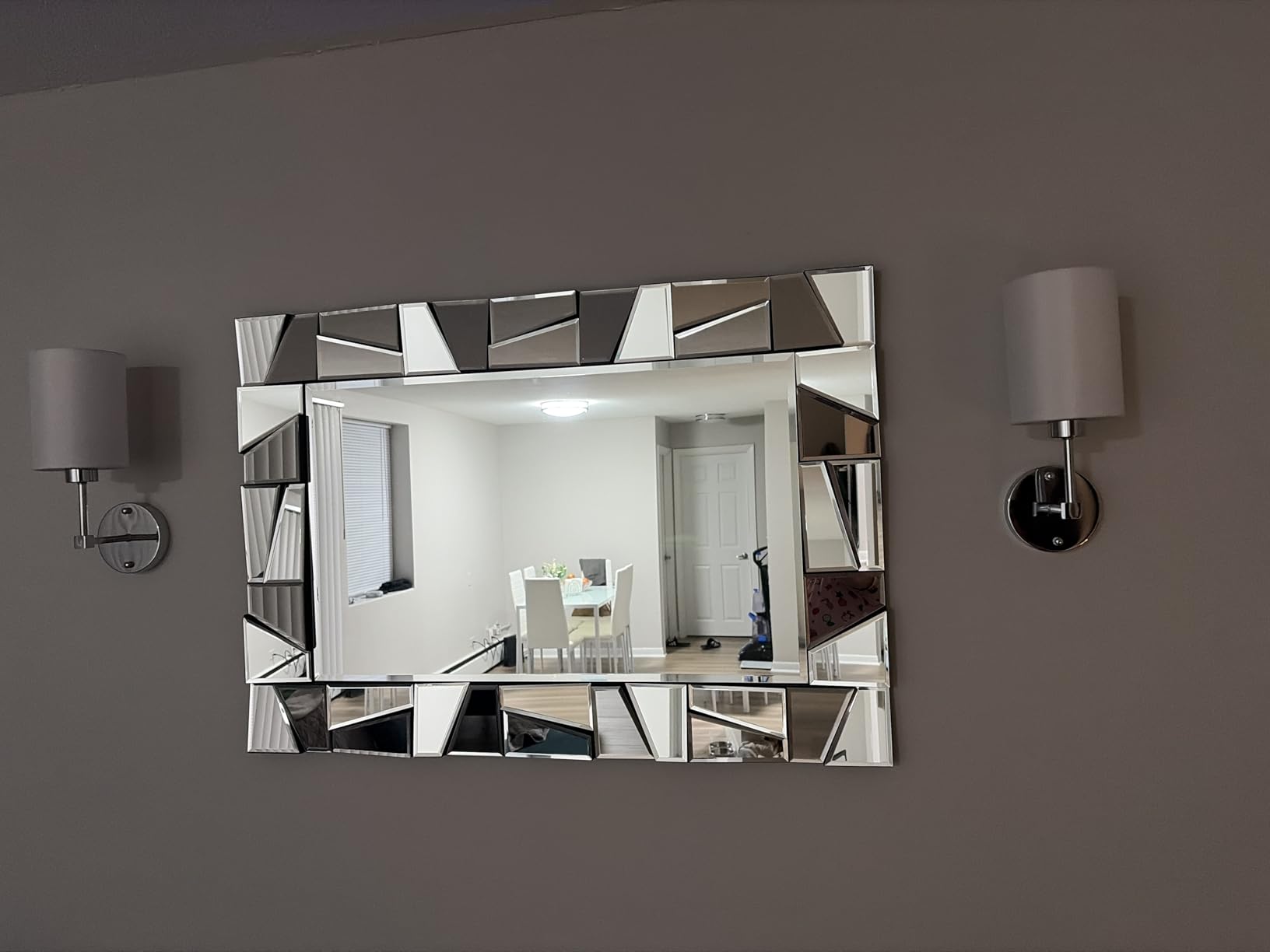 Chende Decorative Mirrors for Wall, 47'' x 32'' Large Living Room Mirror with 3D Glass Beveled Frame, Rectangle Modern Accent Home Decor for Entryway, Dining Room, Fireplace customer photo 1