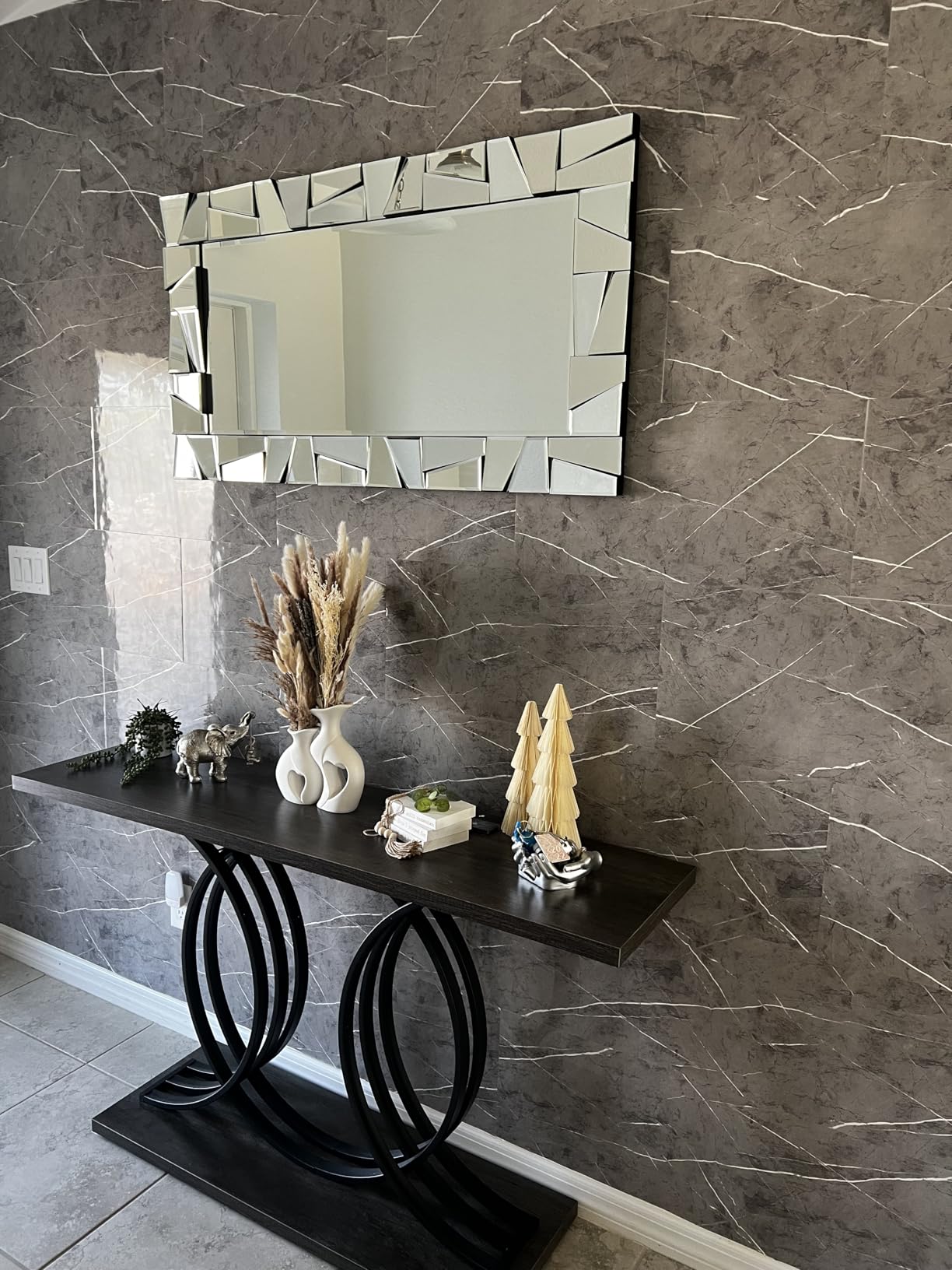 Chende Decorative Mirrors for Wall, 47'' x 32'' Large Living Room Mirror with 3D Glass Beveled Frame, Rectangle Modern Accent Home Decor for Entryway, Dining Room, Fireplace customer photo 2