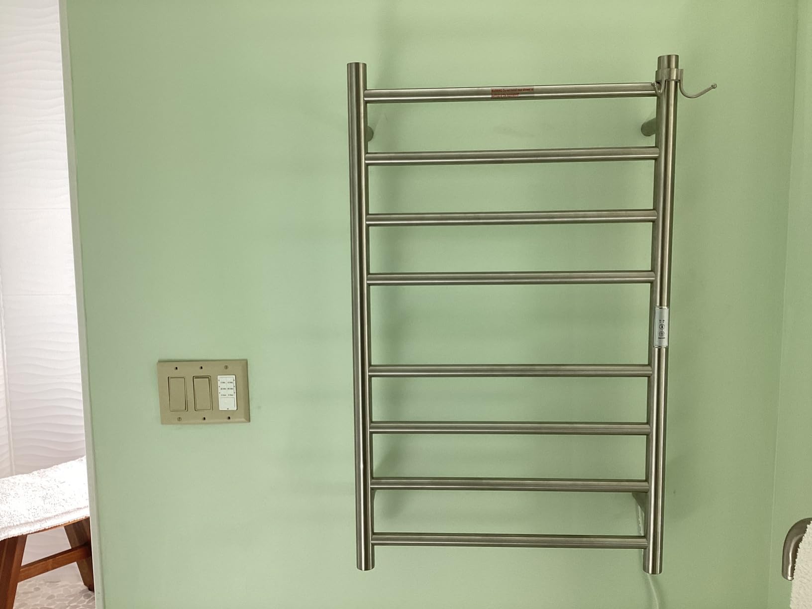 Wall Mounted Towel Warmer 8 Bars with Plug-in and Hardwired Options 3 Working Modes Mirror Polished Stainless Steel 21