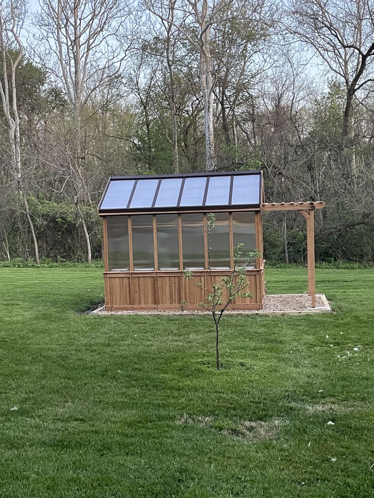 Backyard Discovery Bellerose XL 13' x 11' Cedar Wood and Polycarbonate Walk-in Greenhouse Kit with Pergola, Exhaust Fan, Windows, Hose Hook-Ups, PowerPort, Staging Shelves for Outdoor Gardening customer photo 1