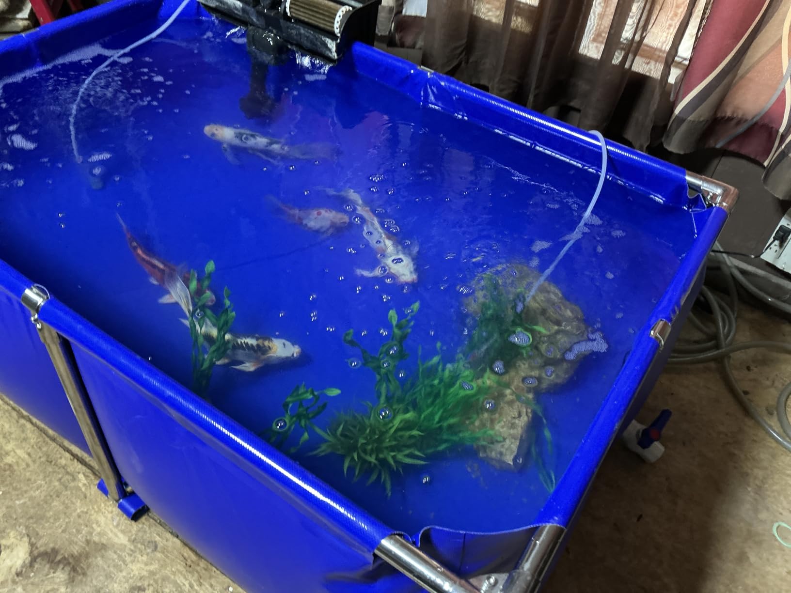 Canvas Above Ground Fish Pond, Foldable Blue Aquarium Pool with Drain Valve | Stainless Steel Frame, Thickened Canvas Material, Koi Pond, Water Storage, Display Show Tank, at Home, Garden customer photo 1