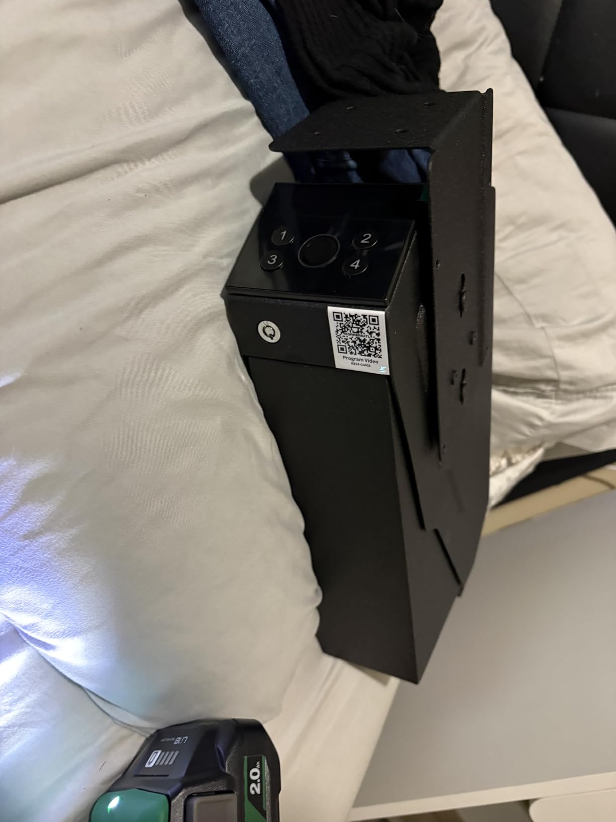 KornerBatl Quick Access Biometric Bedside Gun Safe for Handgun, 2 in 1 Mounted Drop Down Nightstand Pistol Safe with Fingerprint & Passcode & Key 3 Ways customer photo 2