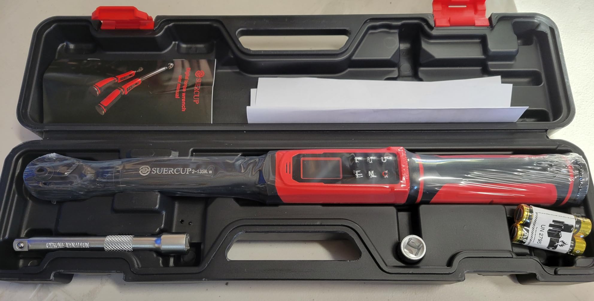 SUERCUP 3/8-inch Digital Torque Wrench(1.5-99.6Ft.Lb/2-135Nm) ±1% Accuracy Digital Torque Wrench with Vibration, Buzzer,LED Notification and Five Units of Measure, for Motorcycle, Auto Repair customer photo 2