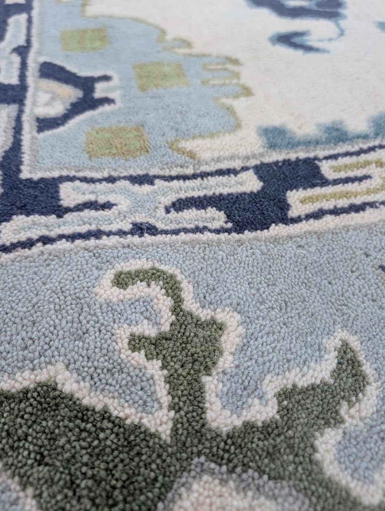 Allen Home Hand Tufted Oushak Wool Rugs - Pastel Ushak Area Carpets Suitable for Living Room, Bedroom, Dining Room - Natural Latex Backing with 100% Cotton - Oushak Caroline Blue & Beige - 8' x 10' customer photo 1