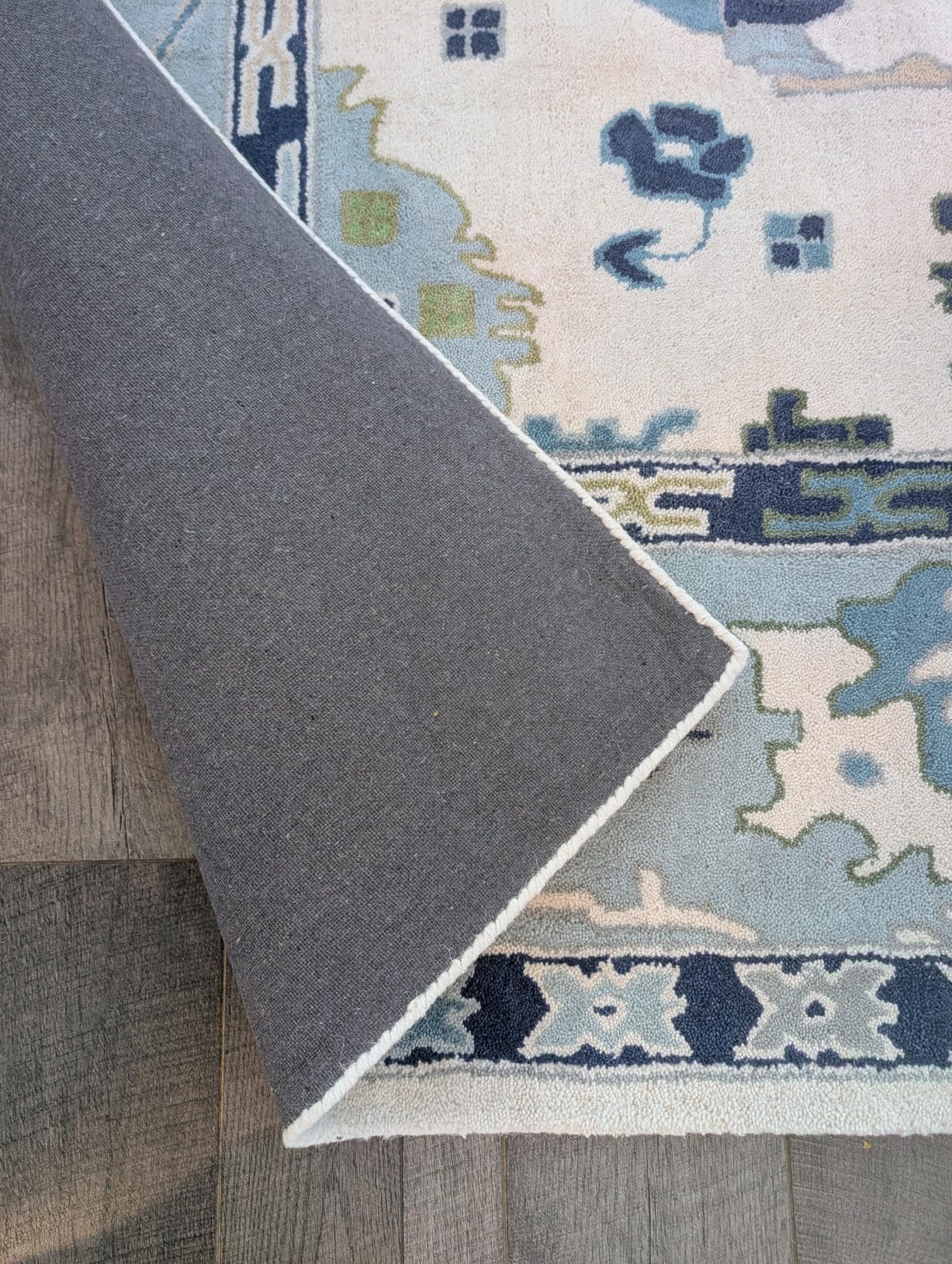 Allen Home Hand Tufted Oushak Wool Rugs - Pastel Ushak Area Carpets Suitable for Living Room, Bedroom, Dining Room - Natural Latex Backing with 100% Cotton - Oushak Caroline Blue & Beige - 8' x 10' customer photo 2
