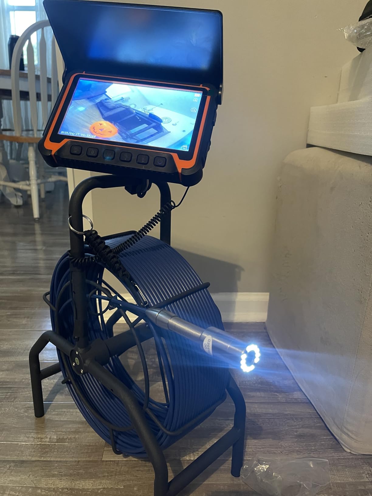 Sewer Camera with Locator, Self Leveling, 164FT, Retractable Handle, 7MM Cable, 9'' IPS Drain Inspection Camera with DVR, IP68 Plumbing Snake with 12 Lights for Home, Duct Pipe Inspection customer photo 2