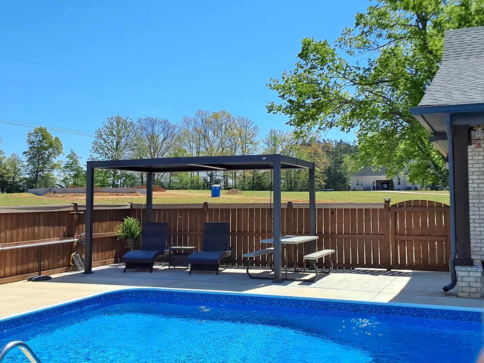PURPLE LEAF Solar Louvered Pergola 92KS 10' x 12' with LED Strip Lights and Control Panel Aluminum Outdoor Pergola with Adjustable Roof for Patio Deck Garden Yard Gray customer photo 1