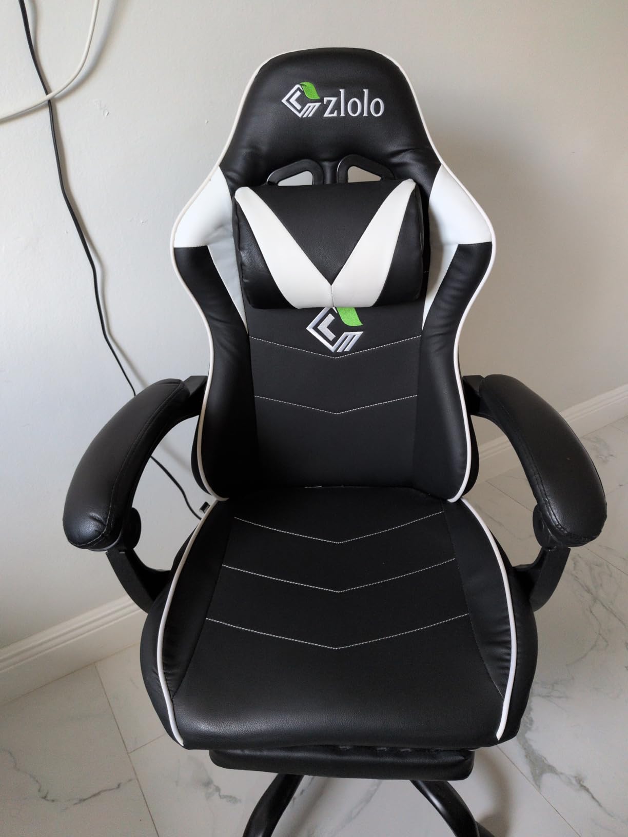 Czlolo Gaming Chair, Racing Style RGB LED Lights Gaming Chairs for Adults and Kids, Lumbar Massager Gamer Chair, High Back Reclining Computer Chair with Footrest and Headrest (Black/Blue) customer photo 2